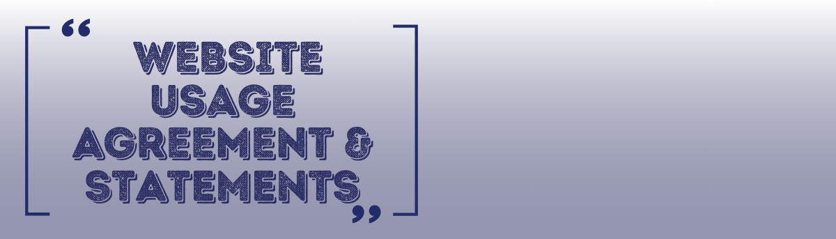 Text:  Website Usage Agreement & STATEMENTS  Image: Stylised image of computer on a desk